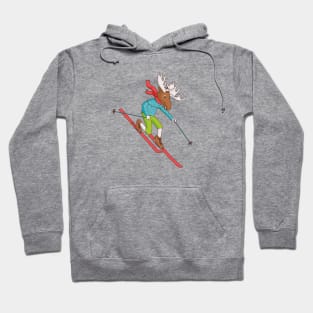 Telemark skiing Moose Hoodie